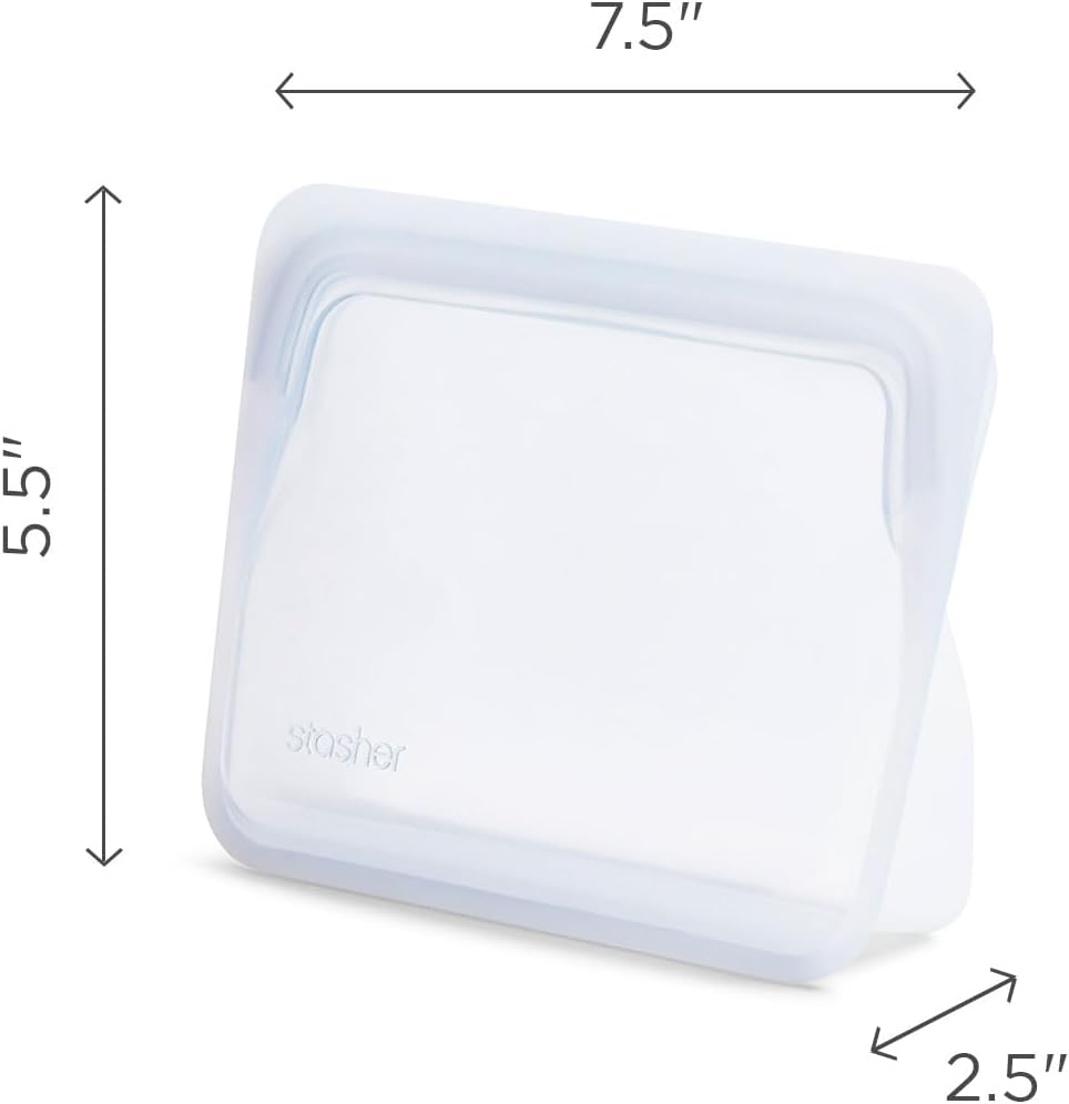 Stasher Premium Silicone Reusable Food Storage Stand-Up Mini Bag, Aqua, Microwave, Sous Vide, Dishwasher, Oven and Freezer Safe, BPA Free, Leak-free, Eco-friendly, 28 Oz (Pack of 2)