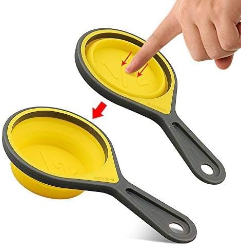 leepiya Measuring Cups and Spoons set, Collapsible Measuring Cups, 8 piece Measuring Tool Engraved Metric/US Markings for Liquid & Dry Measuring, Space Saving, BPA Free Silicone, Colorful