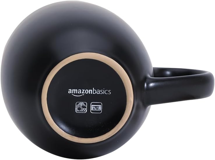 Amazon Basics 12-pack Matte Black Ceramic Coffee Mug, 16 ounces, Microwave-Safe, Stoneware, Commercial-grade