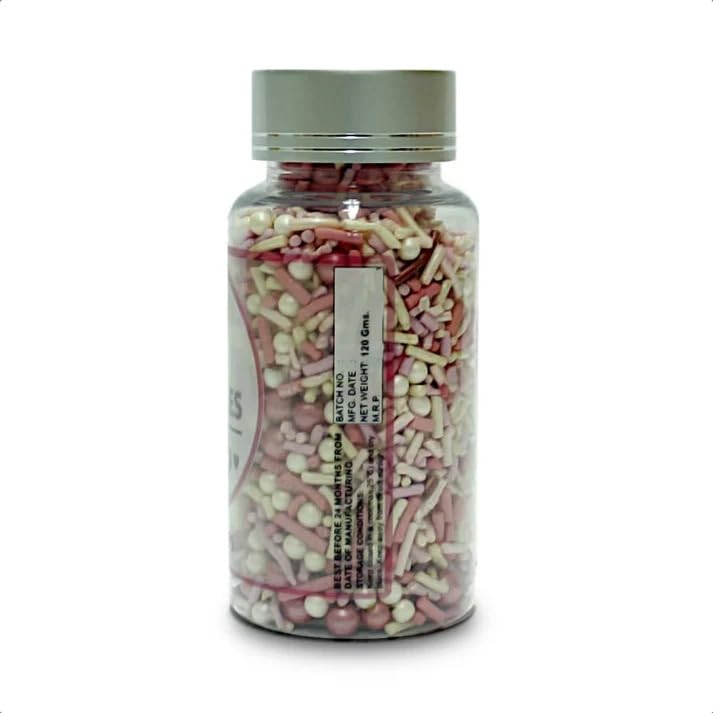 Confect Sprinkles- Fusion Mashup Pink & White Sprinkle Mix with Pearl Balls – Cake Decorating Topping, Baking Sprinkles – Perfect for Cakes, Cupcakes, and Desserts - Vegan, Gluten-Free, Nut-Free, Soy-Free, Dairy-Free, Palm Oil-Free - 4.2 Oz