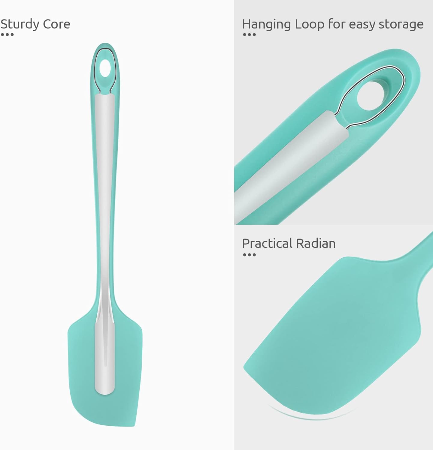 14in Extra Large Silicone Spatula: U-Taste 600ºF Heat Resistant Flexible Silicon Mixing Stirring Cooking Scraping Baking Bowl Scraper Seamless Spreader for Kitchen Nonstick Cookware (Aqua Sky)