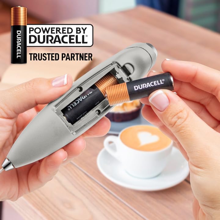 Zulay Kitchen Powerful Milk Frother Wand With 4 AA Duracell Batteries - Ultra Fast Handheld Drink Mixer - Electric Whisk Foam Maker for Coffee, Lattes, Cappuccino, Matcha & Creamer -