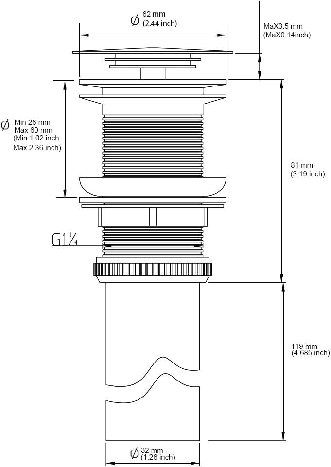 Bathroom Lavatory Vanity Vessel Sink Drain, Pop Up Drain Stopper Without Overflow, Black
