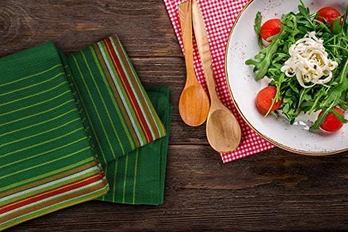 Urban Villa Kitchen Towels Waffle Stripes Dish Towels for Kitchen Leaf Green Set of 6 Kitchen Towels Highly Absorbent Cotton Over Sized 20X30 in with Mitered Corners Kitchen Hand Tea Towels