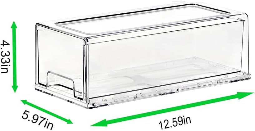 SIMPEXPE Stackable Storage Drawer, Pull Out Plastic Food Fridge Organizer Bins for Pantry Shelf Refrigerator Organization Kitchen Bathroom Cabinet Closet Office Clear -2Pack