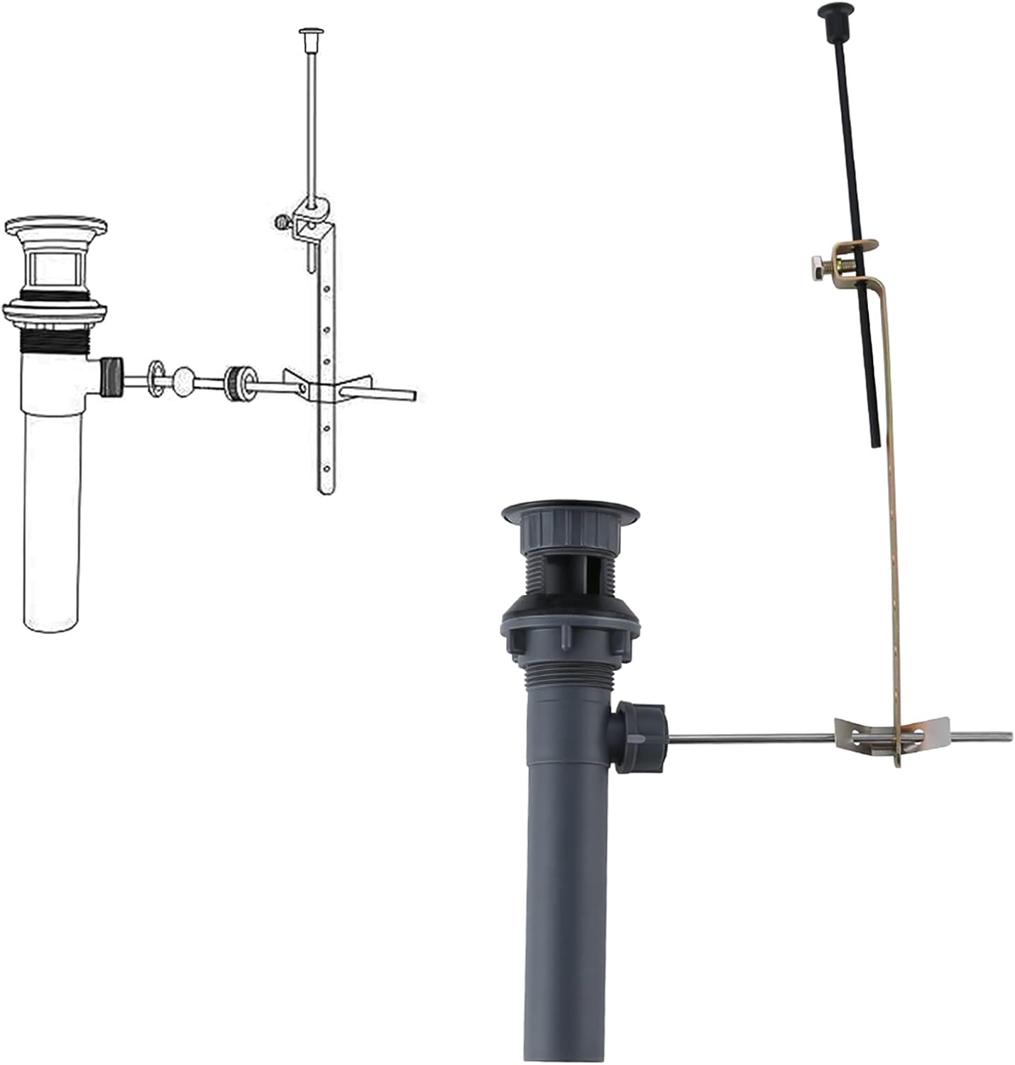 ARCORA Sink Drain with Overflow, Bathroom Sink Stopper with Lift Rod, Matte Black Drain for Vessel Sink