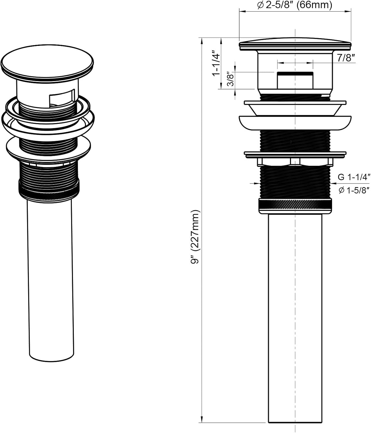 Dowell Pop Up Drain Stopper with Overflow for Bathroom Vanity/Vessel Sink (Golden 6011 0715)