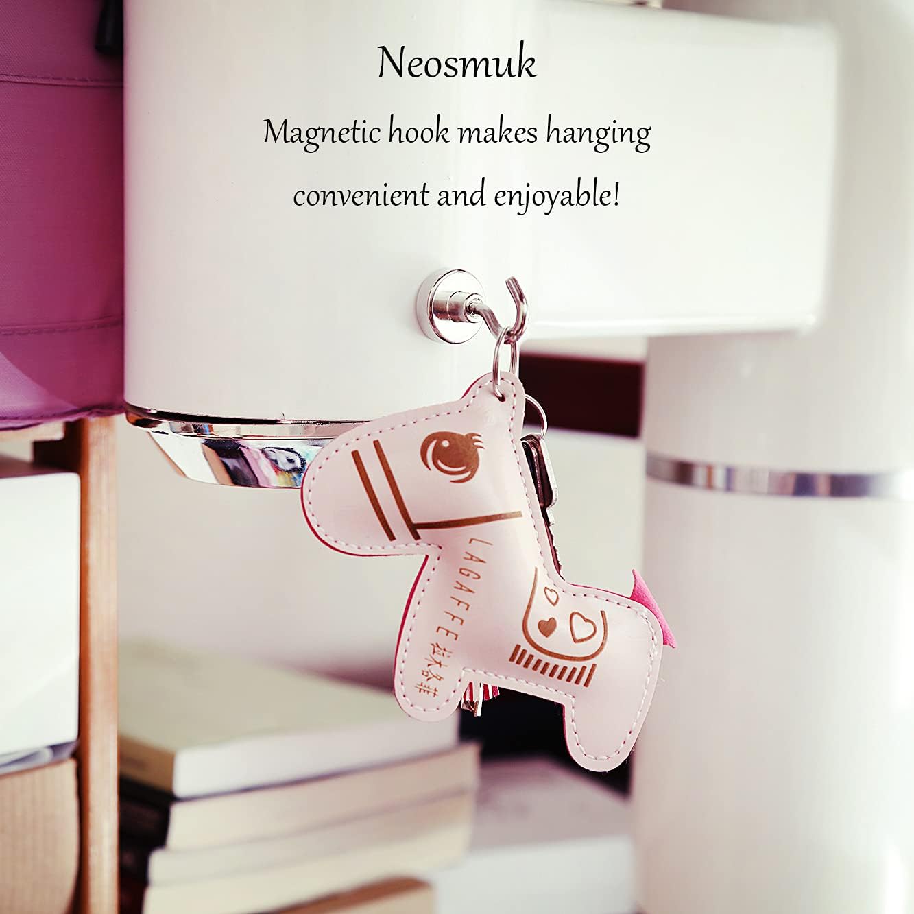 Neosmuk Magnetic Hooks, Heavy Duty Earth Magnets with Hook for Refrigerator, Extra Strong Cruise Hook for Hanging, Magnetic Hanger for Cabins, Grill (Silvery White, Pack of 10)