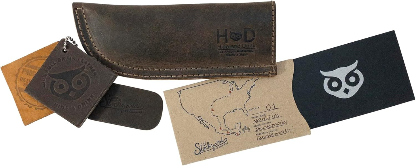 Hide & Drink, Full Grain Leather Hot Handle, Cast Iron Protector, Panhandle Potholder, Double Layered, Double Stitched, Slides On/Off Easily onto Metal Skillet Grips, Handmade, Espresso