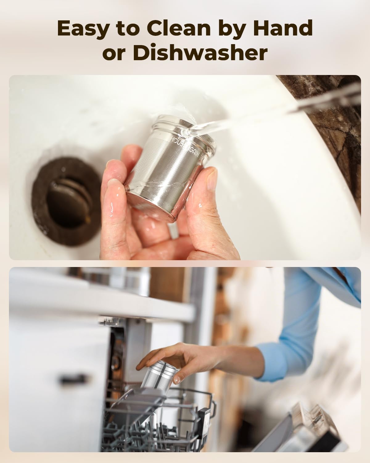 House Again 2 Pack Tea Strainers for Loose Tea, Extra Fine Mesh Tea Infusers, 304 Stainless Steel with Extended Chain Hook, Loose Leaf Tea Steeper, Tea Filter for Brew Tea Spices & Seasoning