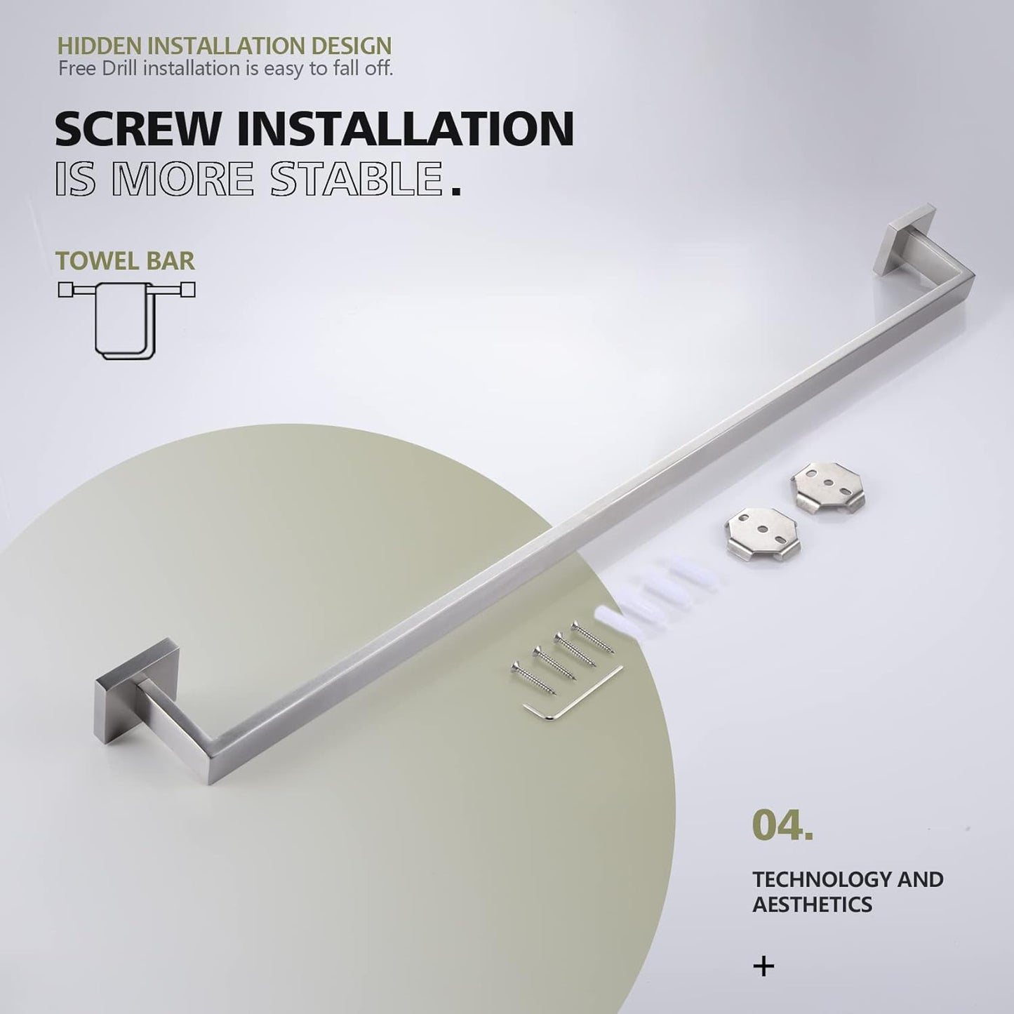 KOKOSIRI 32-Inch Single Towel Bar, Bathroom Kitchen Towel Holder, Wall Mounted SUS304 Stainless Steel Towel Rack, Brushed Nickel, B4003BR-L32