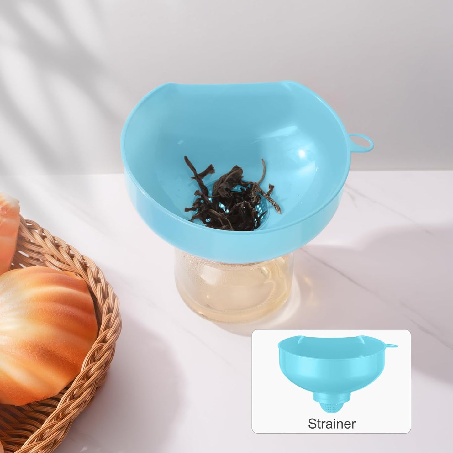 Pisol Wide Mouth Funnels for Kitchen Use, Versatile Food Grade Funnels for Filling Bottles, Plastic Cooking Funnel Set with Strainer, Large Long Neck Funnel for Canning, Mason Jar, Shampoo, Liquids