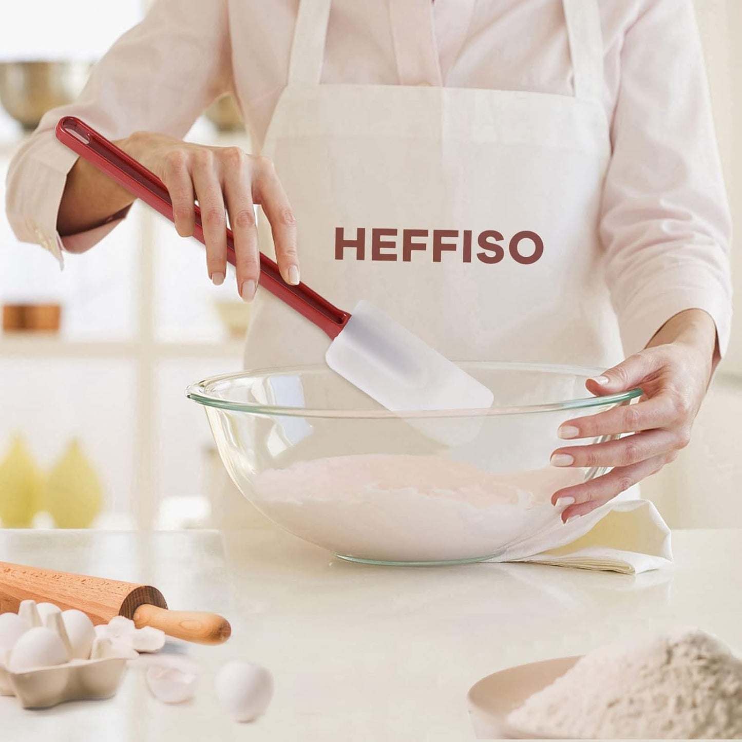 Silicone Rubber Spatula Set of 3, High Heat Set, Commercial Rubber Spatula (1 Spoonula + 2 Scrapers (9.5 Inches))