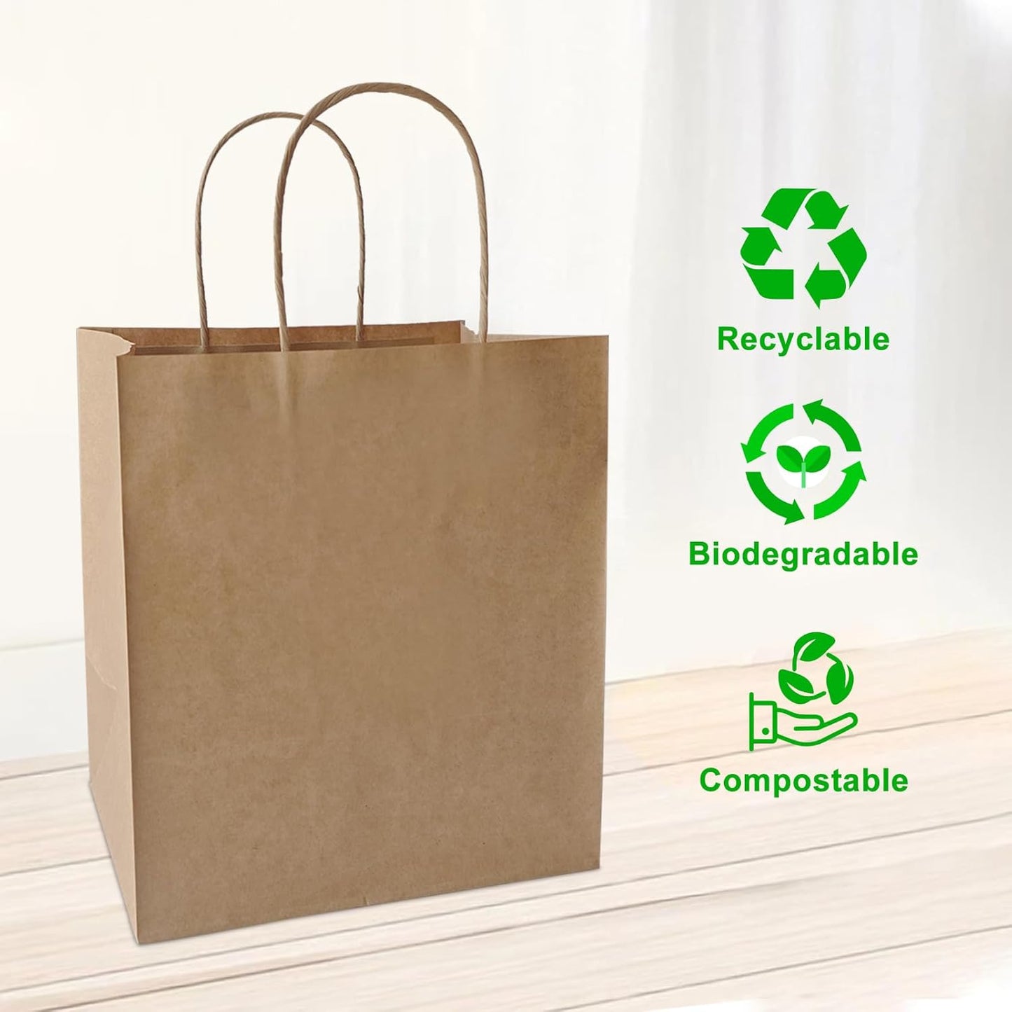 Take-Out Paper Bags and Four Drink Paper Trays 25 Pack, Four Cup Carrier Tray Coffee Cup Holder Disposable Cup Holder Tray,Brown Baper Bags with Handles Bulk (Four-Cup Size)