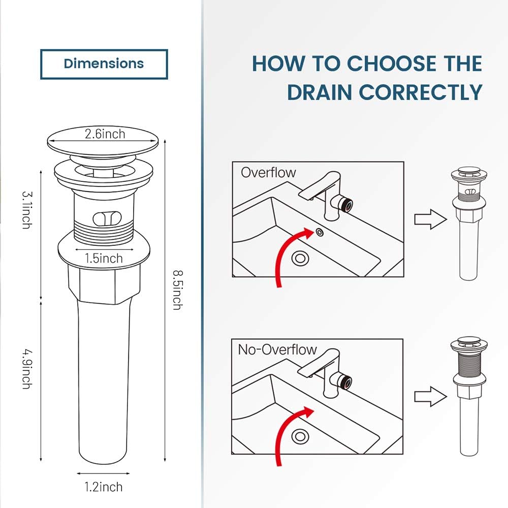 Vessel Sink Drain,Bathroom Pop-up Drain with Detachable Basket Stopper, Anti-Explosion and Anti-Clogging Drain Strainer, Sink Drain Assembly with Overflow Oil Rubbed Bronze, RWF083K