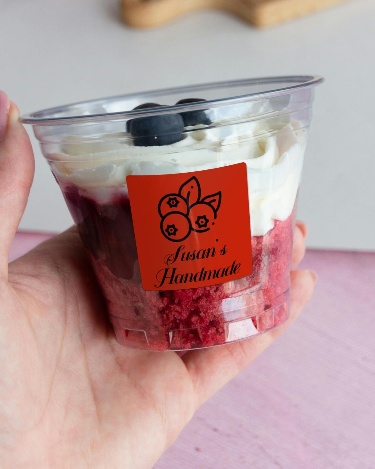 iEager Red Square Thermal Label Stickers, 2"x2" Self-Adhesive Square Direct Thermal Labels with Perforation Line, 500 Sheets/Roll