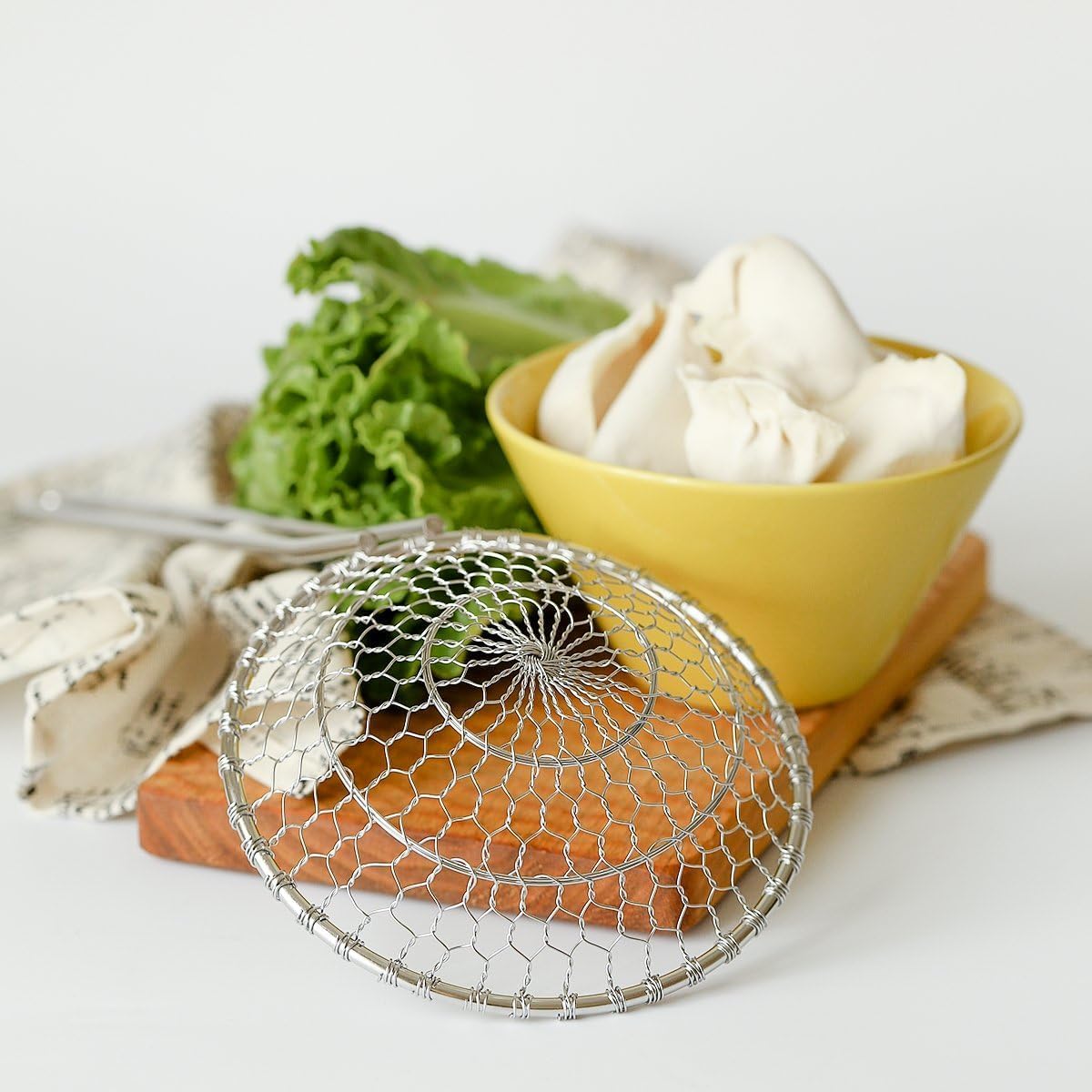 Spider Skimmer Strainer Spoon, 5-Inch Diameter, Stainless Steel Kitchen Wok Food Scoop