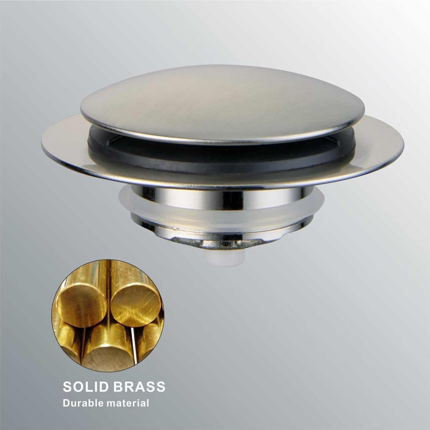 Brushed Bathtub Drain Stopper,Universal Pop Up Bath Drain, Hidrop Tip Toe Tub Drain Stopper,Conversion Kit Assembly, Replaces Lift and Turn,Tip-Toe and Trip Lever drains for Tub, EZ Install(Brushed)