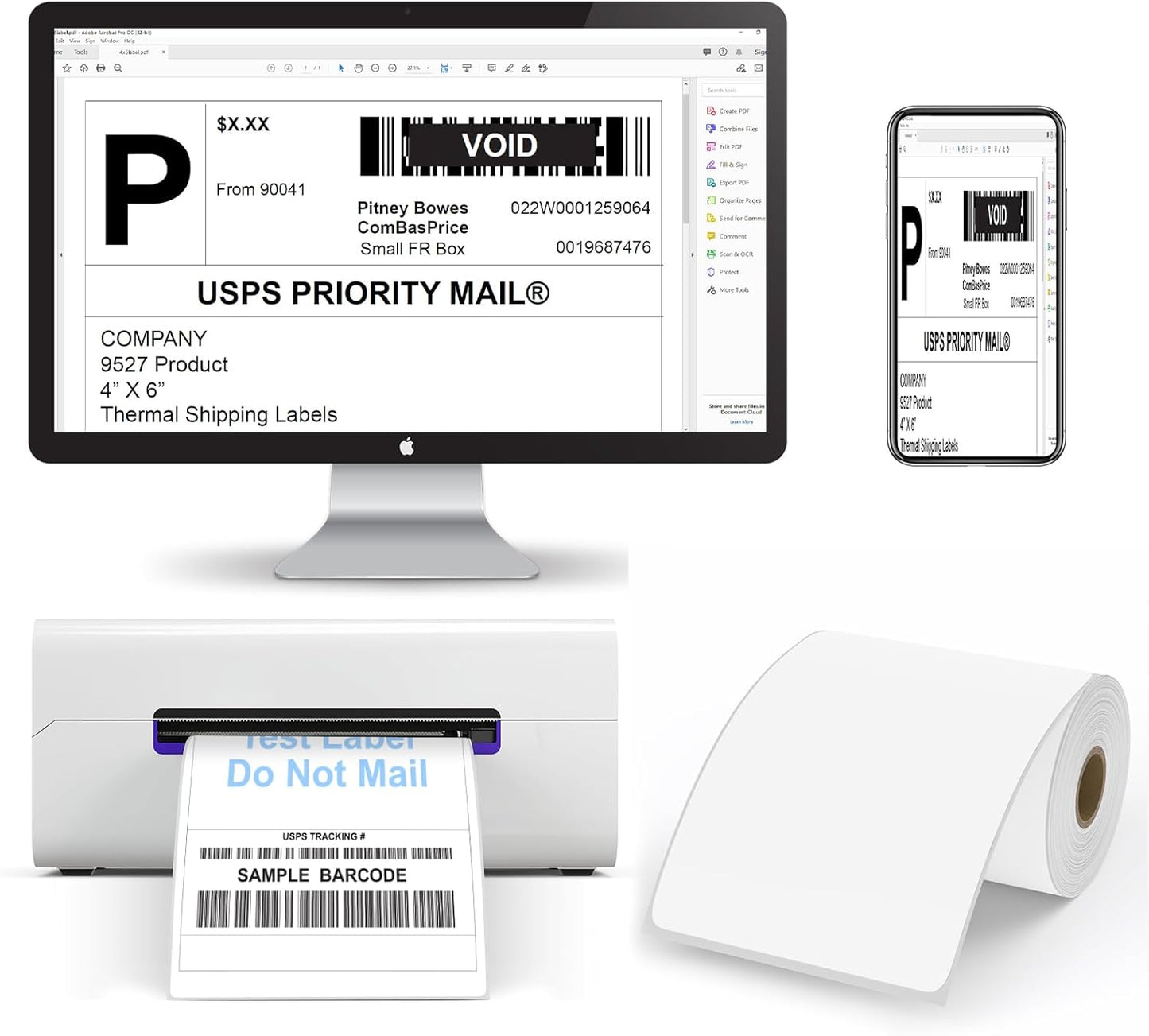 9527 Product Shipping Labels 4x6, 20 Rolls x 250 Labels, Direct Thermal, Compatible with Zebra, Eltron Printers