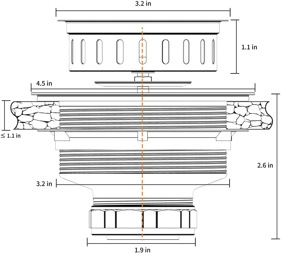KONE Kitchen Sink Drain Sink Strainer 3-1/2 Inch Drain Assembly Kit Replacement for Universal 3.5 Inch Kitchen Sink, All Stainless Steel Body with Strainer Basket and Drain Stopper (9171,Stainless)