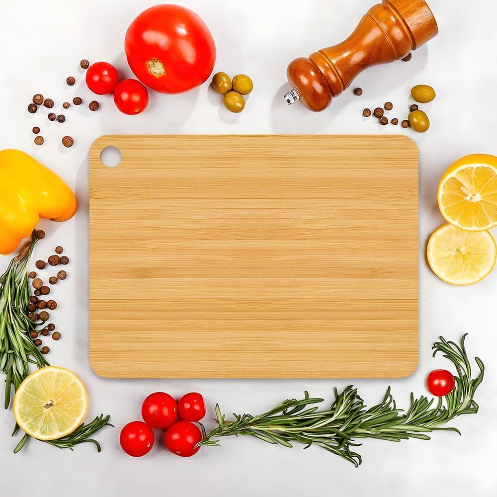 Bamboo Cutting Board, Wooden Cutting Boards for Kitchen, Wood Double Sided Food-Grade Chopping Board for Meat Cheese Vegetable (Small)