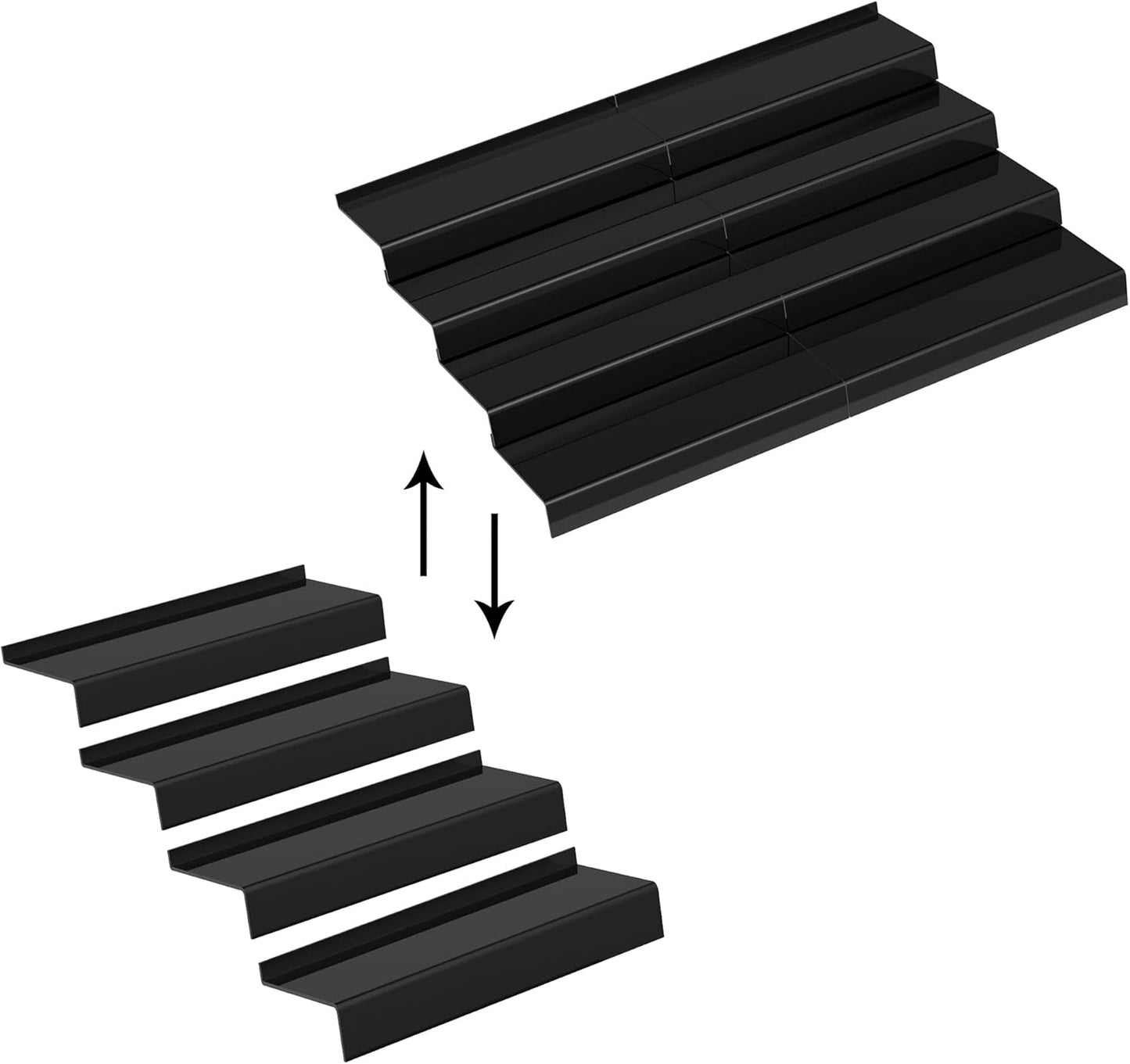 Acrylic Spice Drawer Organizer Rack Adjustable From 12 Inch to 24 Inch Wide, 4 Tier Spice Organizer Shelf for Kitchen Drawer Display, Kitchen Spice Rack Tray for Drawer