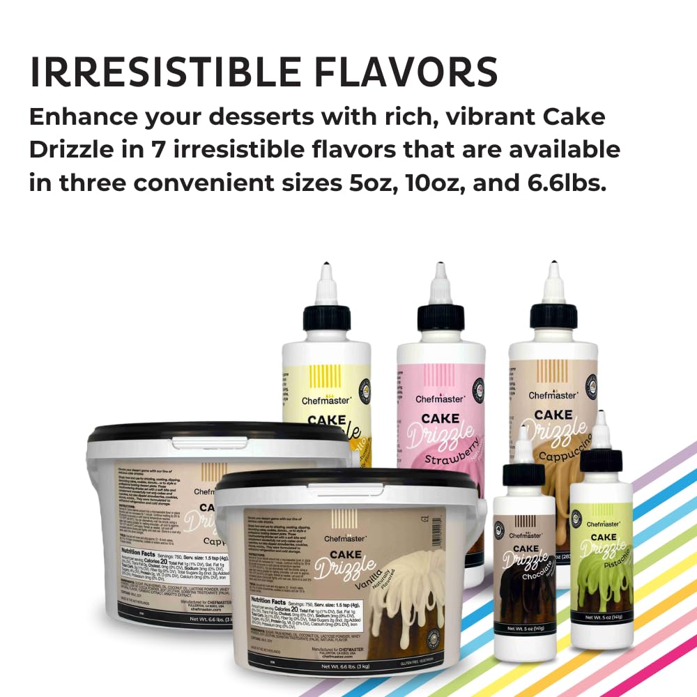 Strawberry-Flavored Cake Drizzle by Chefmaster, Edible Cake Drip Frosting for Decorating, Drip for Cakes, Cupcakes, Cookies, Donuts, 10 oz