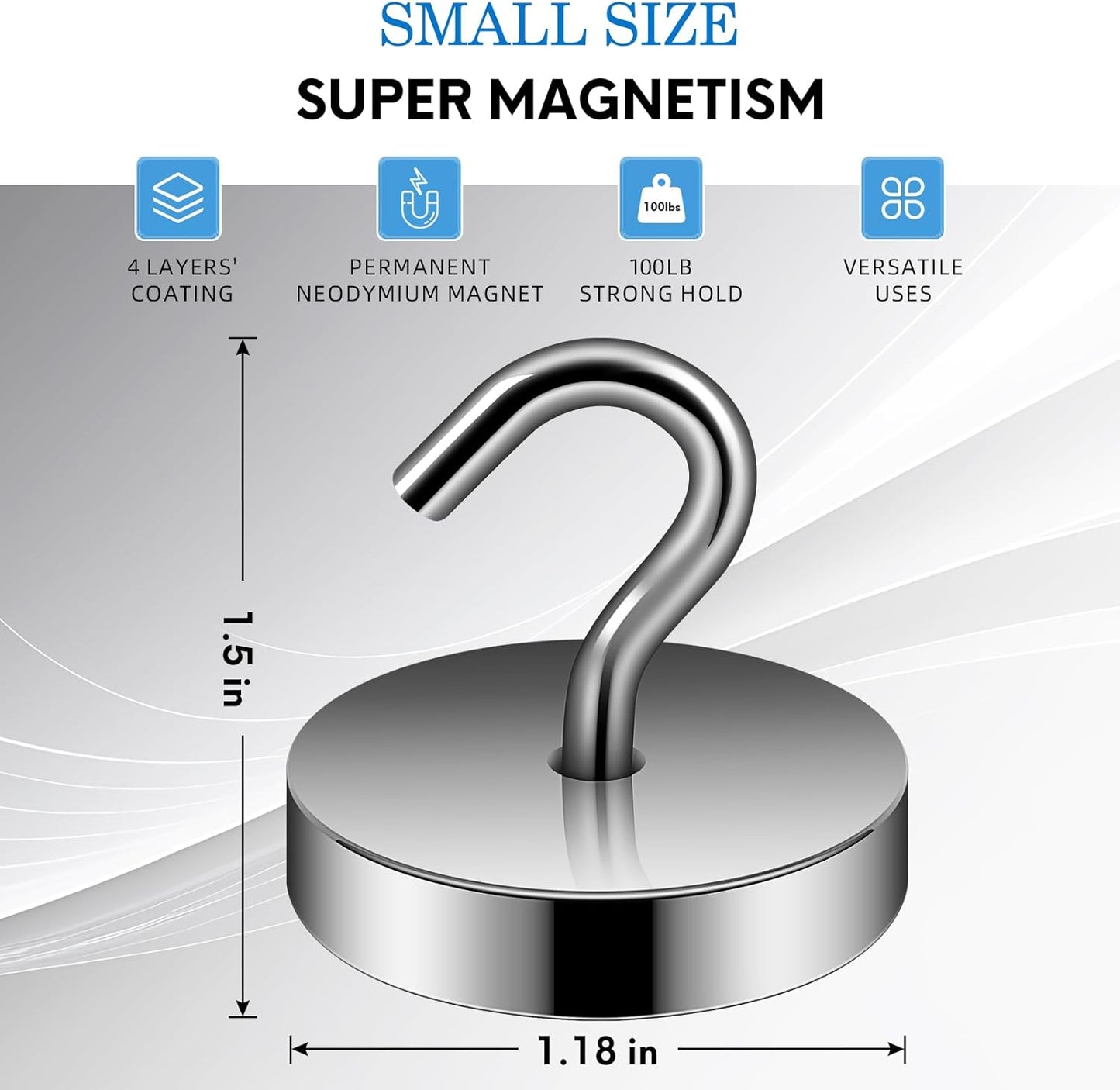 Neosmuk Magnetic Hooks, Cruise Ship Essentials, 100lb+ Heavy Duty Magnetic Hooks for Cruise Cabins, Refrigerator, Grill, Hanging, and Travel | Extra Strong Must-Haves Magnet Hook,Gold