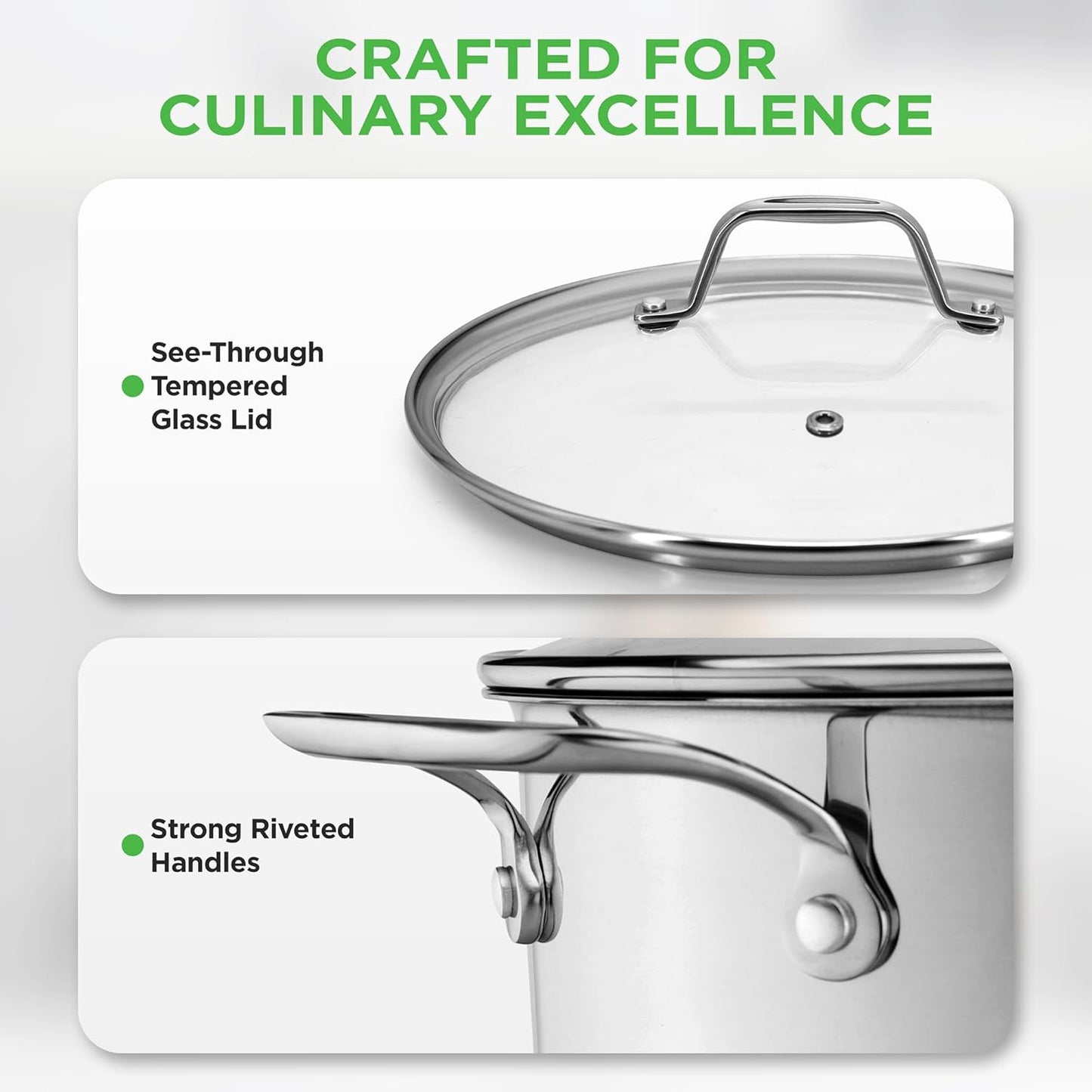 NutriChef 15-Quart Large Stainless Steel Stock Pot with Tempered Glass Lid - Induction Compatible Stockpot, Ideal for Stews & Soups, Dishwasher Safe