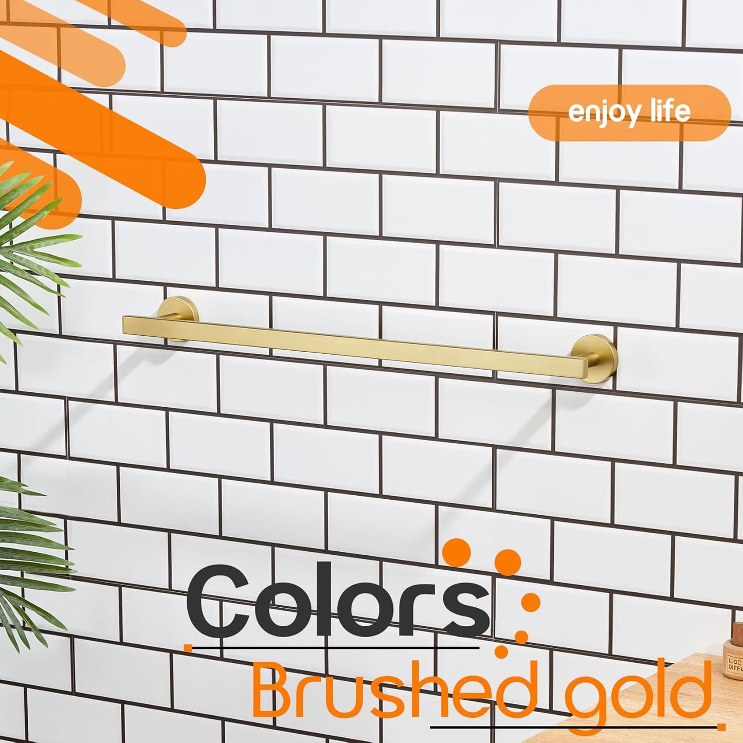 24 Inch Bathroom Towel Bar Bath Towel Rack Kitchen Towel Holder Towel Rails Wall Mounted SUS304 Stainless Steel 2 Pack Brushed Gold AN4001GD-L24-P2