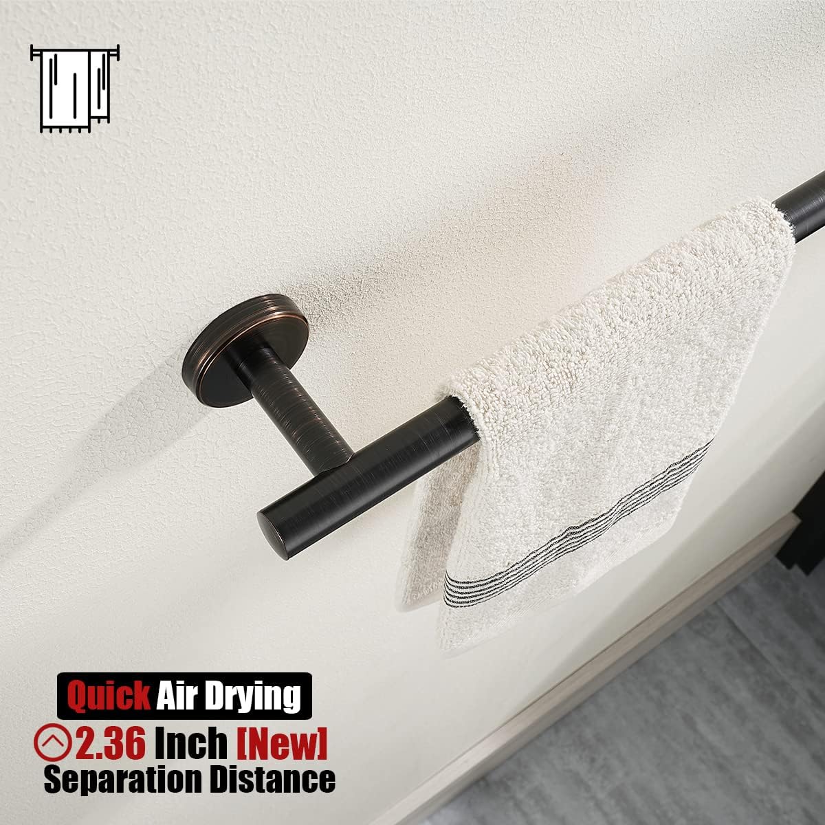 JQK Oil Rubbed Bronze Towel Bar, 12 Inch 304 Stainless Steel Thicken 0.8mm Towel Rack Bathroom, Towel Holder Wall Mount, Useable Length 9 Inch, TB110L9-ORB