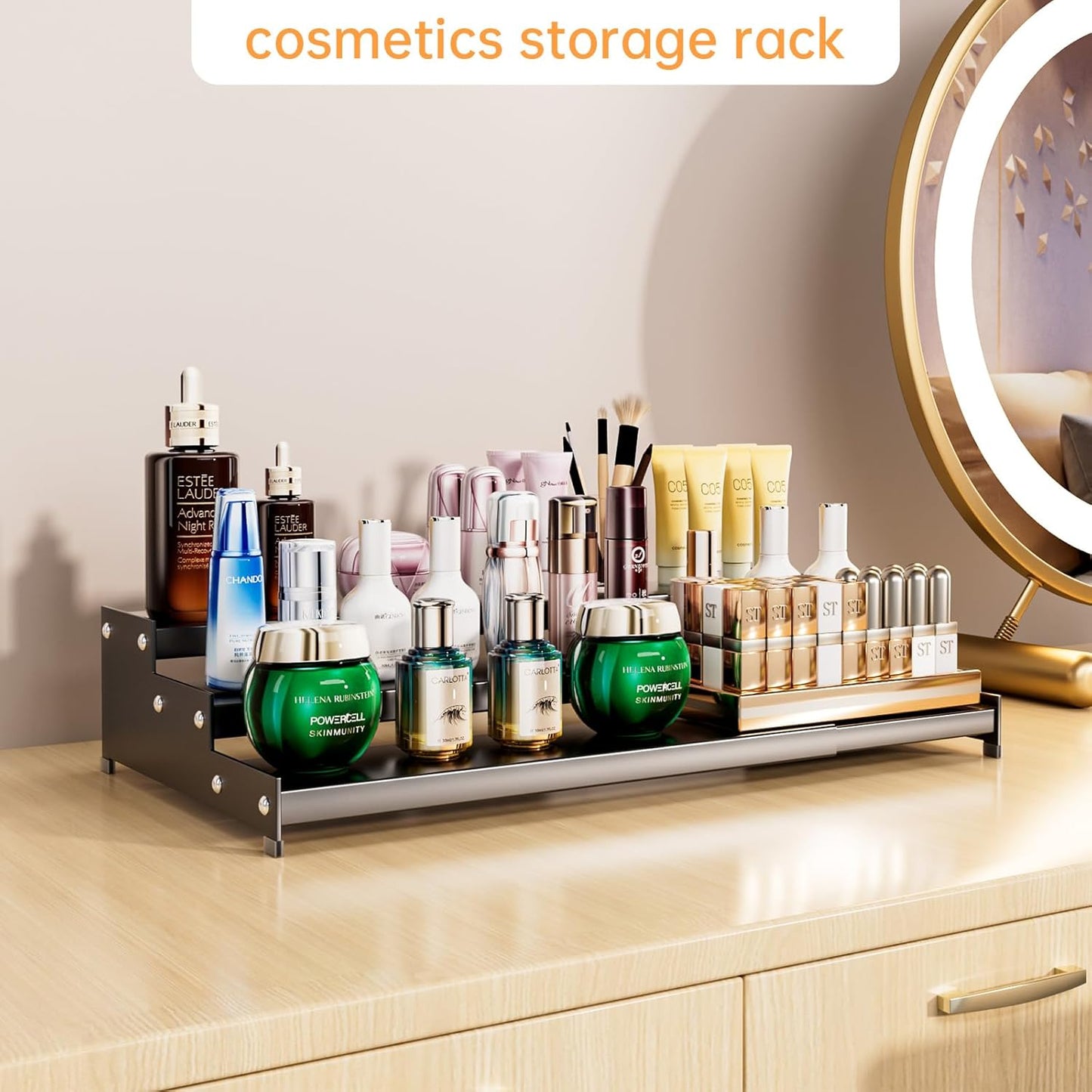 Premium Spice Rack Organizer for Countertops - 3-tier space-saving kitchen organizer for spice jars, oil bottles and utensils 2 Packs Grey (modern rust-resistant design)