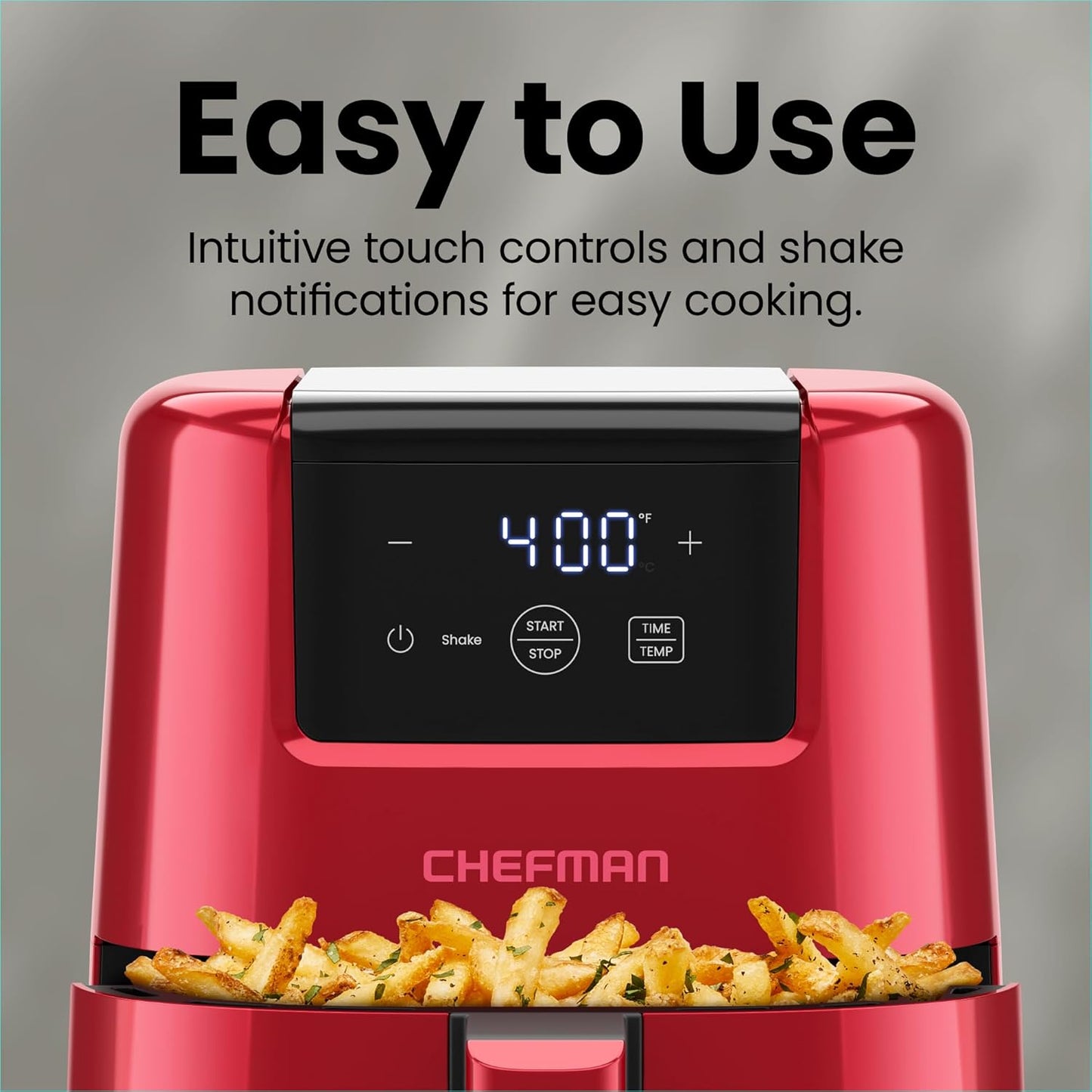CHEFMAN 2 Qt Mini Air Fryer – Digital Space-Saving Compact Air Fryer with Nonstick and Dishwasher Safe Basket, Quick & Easy Meals in Minutes, Features Digital Timer and Shake Reminder – Red