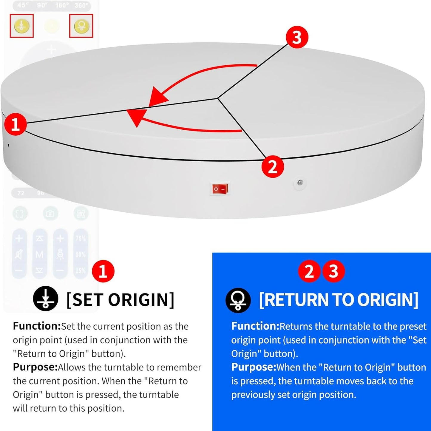 19.7In Remote Large Motorized electric turntable Rotating platform Photography Turntable Motorized lazy susan Base giratoria para for Photography,3D Scanner,Heavy duty display(Load Range:220~500lbs)