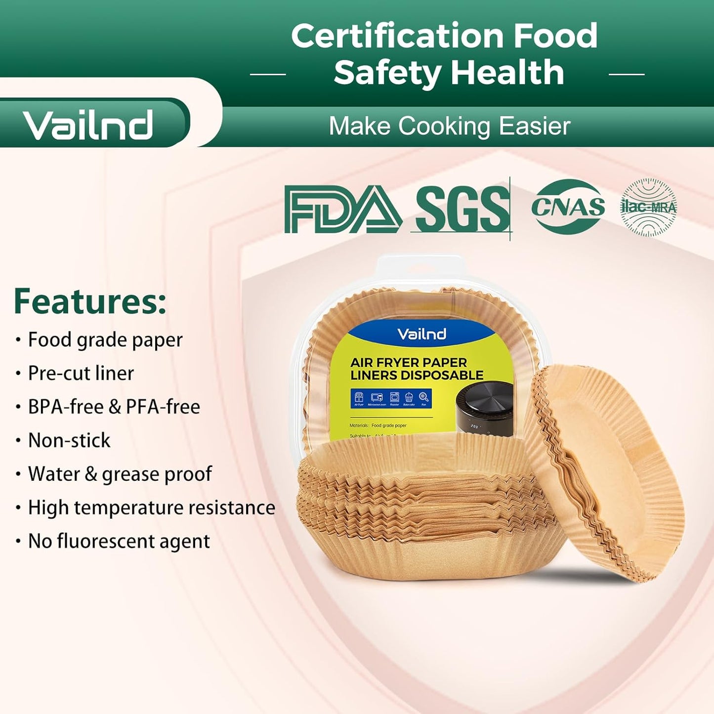 300 Pcs Air Fryer Paper Liners, 8" Square Air Fryer Liners Disposable, Heavy-duty Parchment Paper for 5-8 qt Airfryer Basket, Non-Stick & Grease Proof Baking Liner for Oven Pan