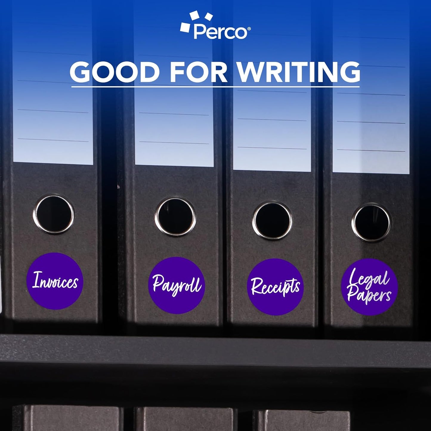 Perco Purple 3-Inch Round Circle Dot Sticker Labels - Multi-Roll Pack (3 Rolls, 500 Labels Each) - Permanent Adhesive, Vibrant Colors, Strong Hold - Perforated for Easy Use - Made in USA