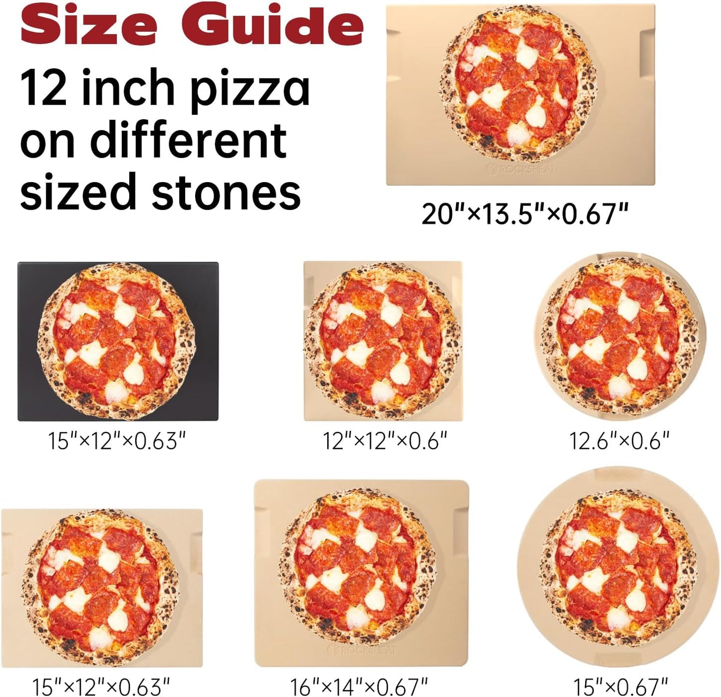 Large Pizza Stone, 20"x13.5" Rectangular Pizza Stone for Oven Grill BBQ, Baking Stone for Pizza Bread with Unique Built-in 4 Handles Design