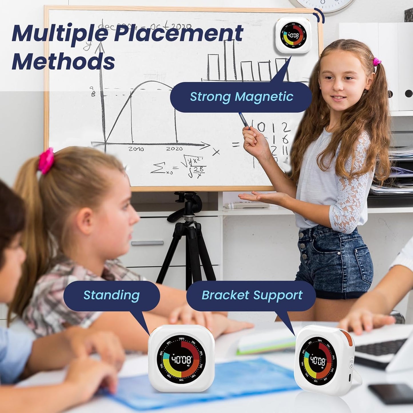 Visual Timer for Kids, 10 Hours Countdown/Up, with Rechargeable, 3 Volume Levels, 3 Brightness Display, and Magnetic, Homeschool Study Tool, Large Digital Timers for Classroom, Kitchen