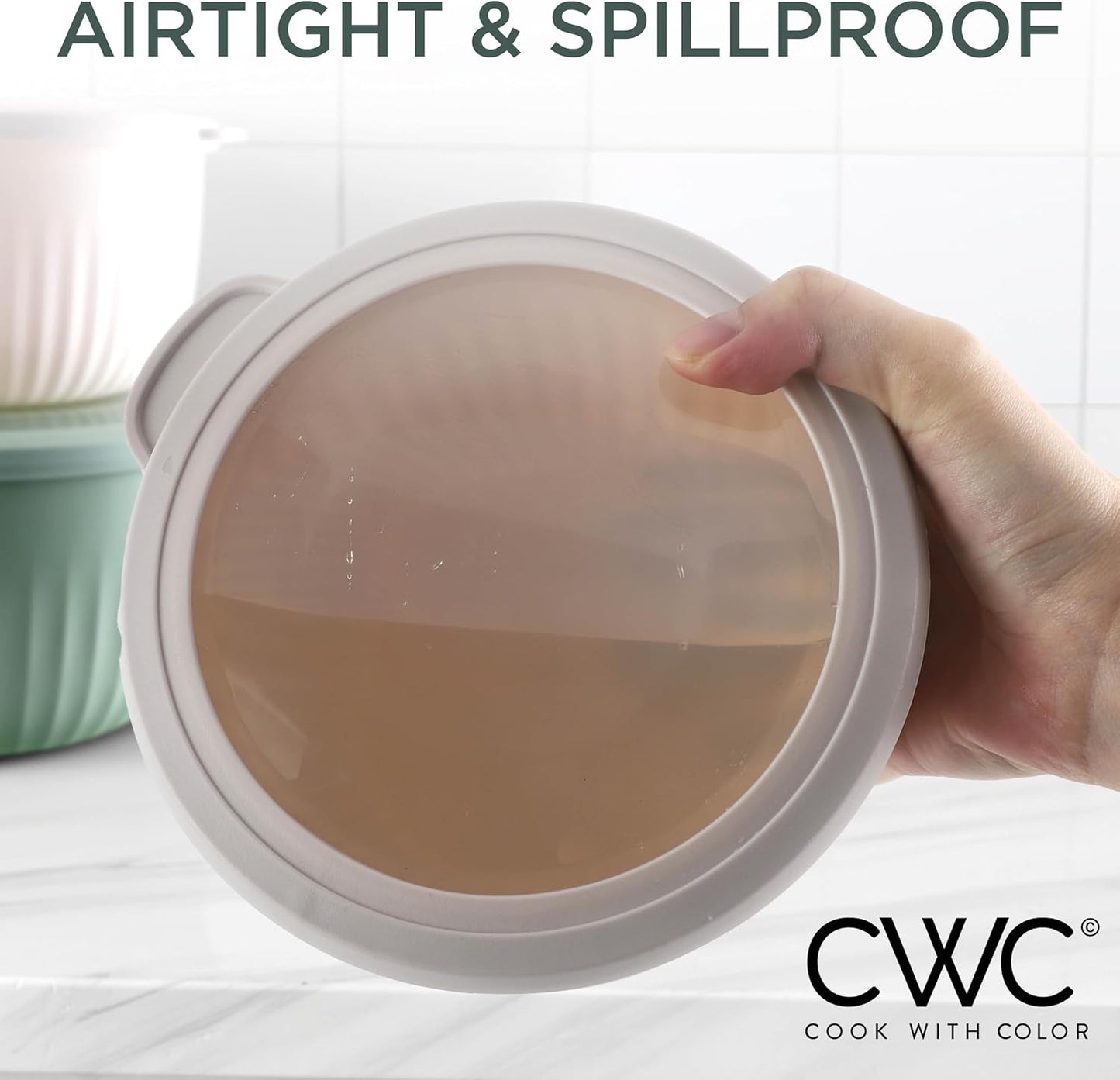 COOK WITH COLOR Prep Bowls with Lids- Wide and Deep Nesting Plastic Small Mixing Bowl Set with Lids, 12 Piece Set - Deep Bowls, Mint