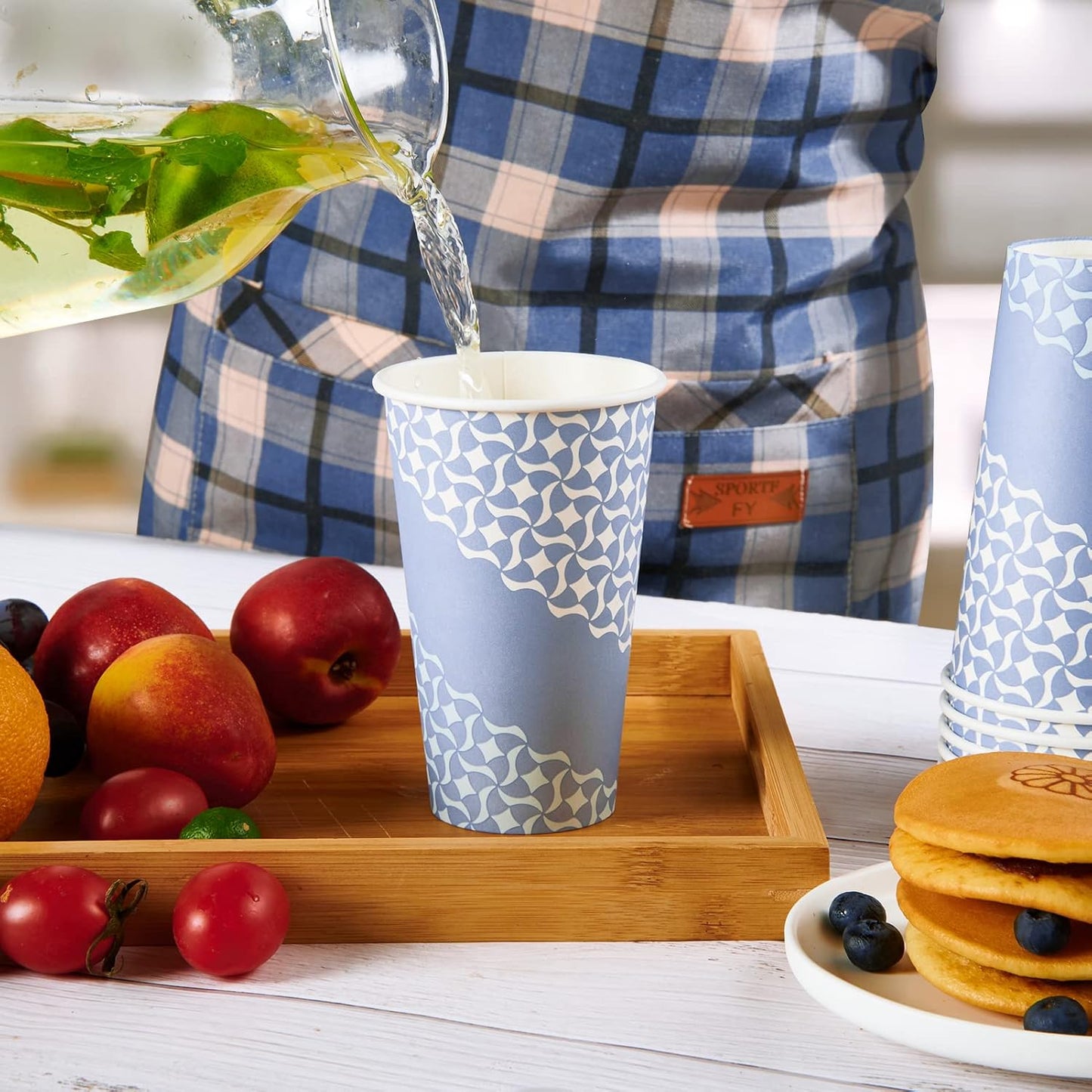 MUCHII 16 oz Paper Coffee Cups, Disposable Paper Cups 210 Count, Disposable Paper Cups for Hot Beverage, Paper Drinking Cups Big for Home use, Office, Restaurant and Events