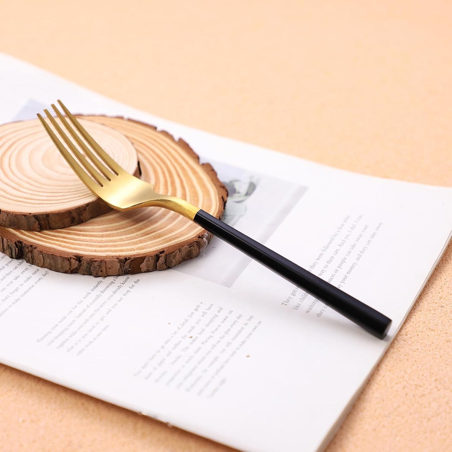 Matte Silverware Set Gold Flatware Set with Hexagon Handle 20 Pieces 18/0 Stainless Steel Cutlery Set Wedding Housewarming Gift Service for 4 (Matt black gold)