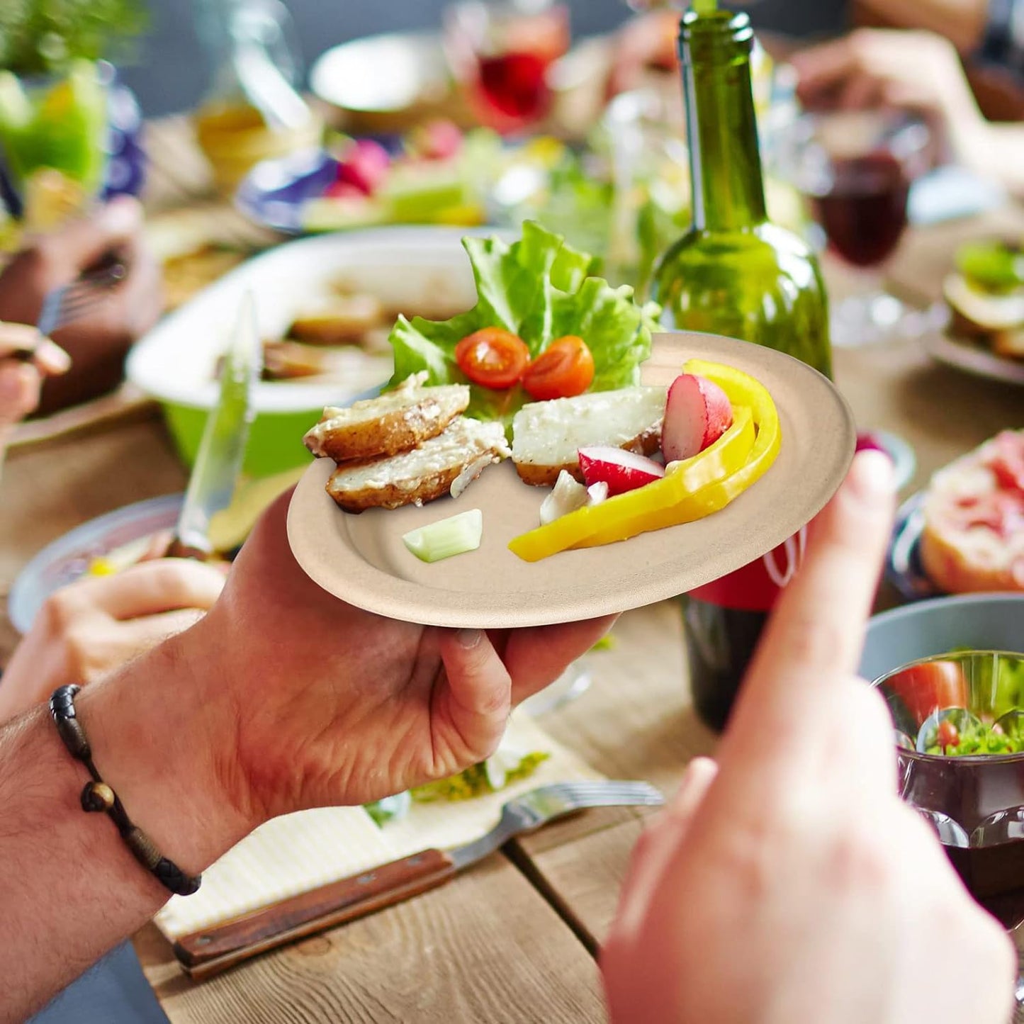 Eco Friendly Small Paper Plates - 6 Inch, 50 Pack, Compostable, Made of Sugarcane Fibers, Brown, Dessert Plates
