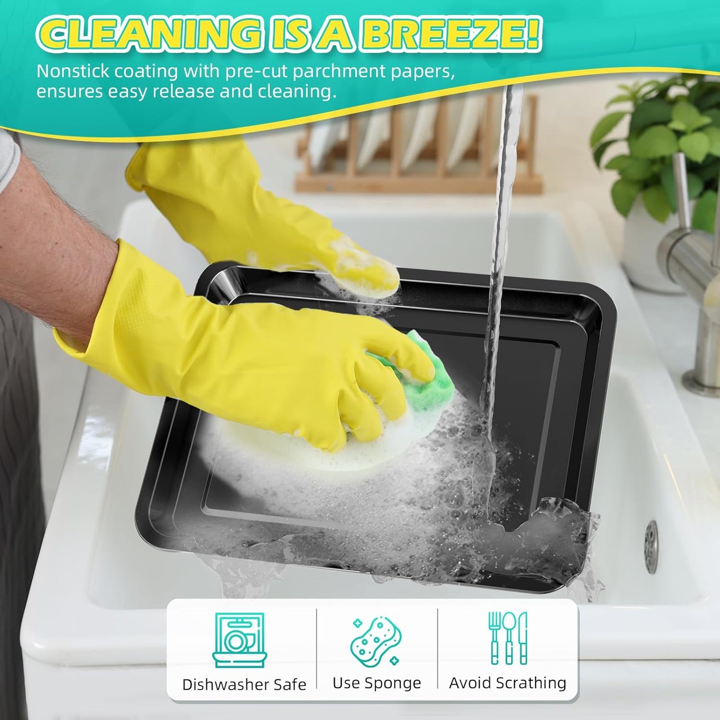 Air Fryer Basket for Oven, OPENICE 15.6" x 11.6" Air Fryer Tray and Pan Set with 30PCS Parchment Papers, Stainless Steel Oven Air Fryer Basket and Tray for Baking Grilling - Black