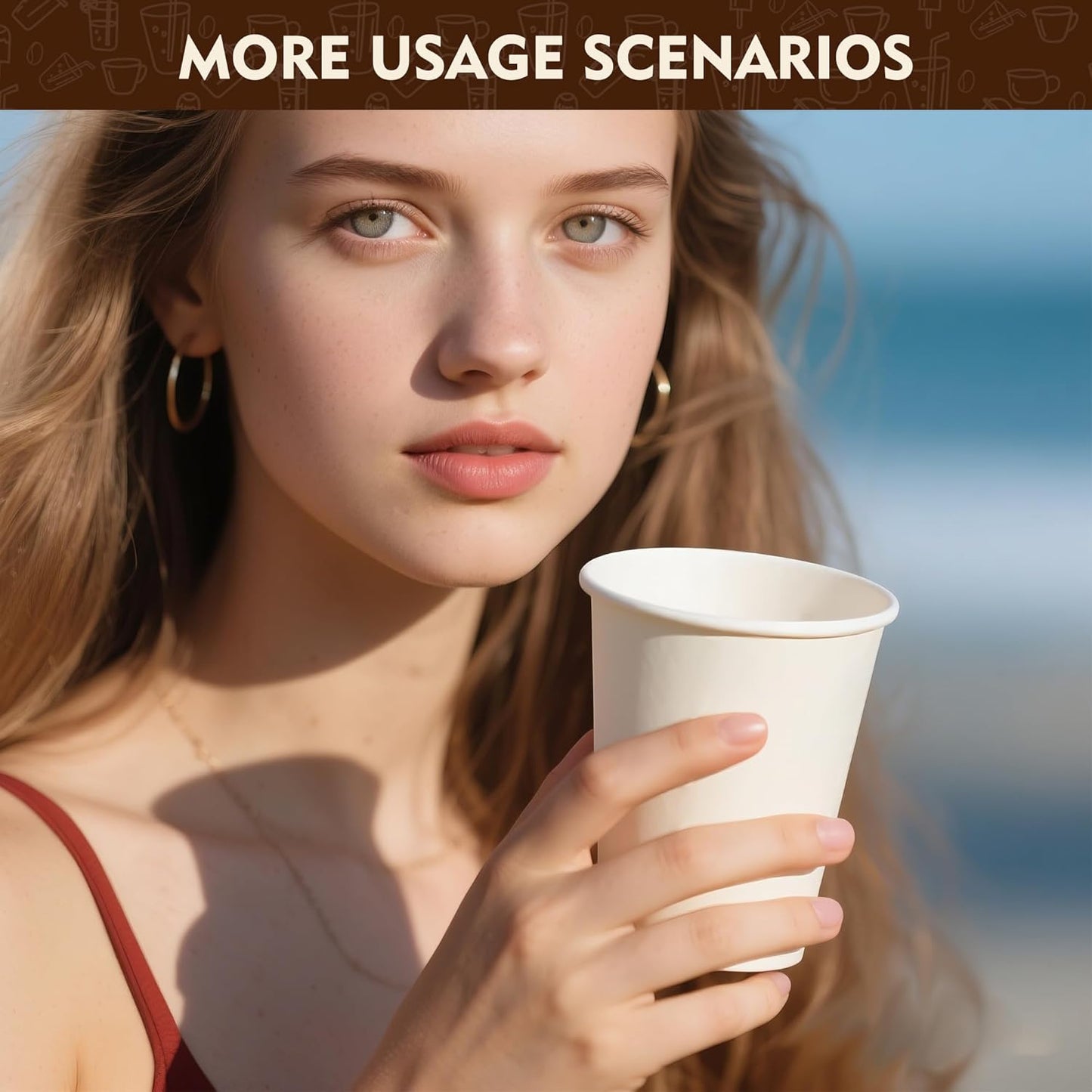 YEEHAW 12 oz 100 Pack Disposable Paper Coffee Cups, White To Go Hot Cups for Coffee, Hot Liquid, Chocolate, Juice, Hot Beverage Drinking Cup, Ideal for Cafes, Bistros, Businesses