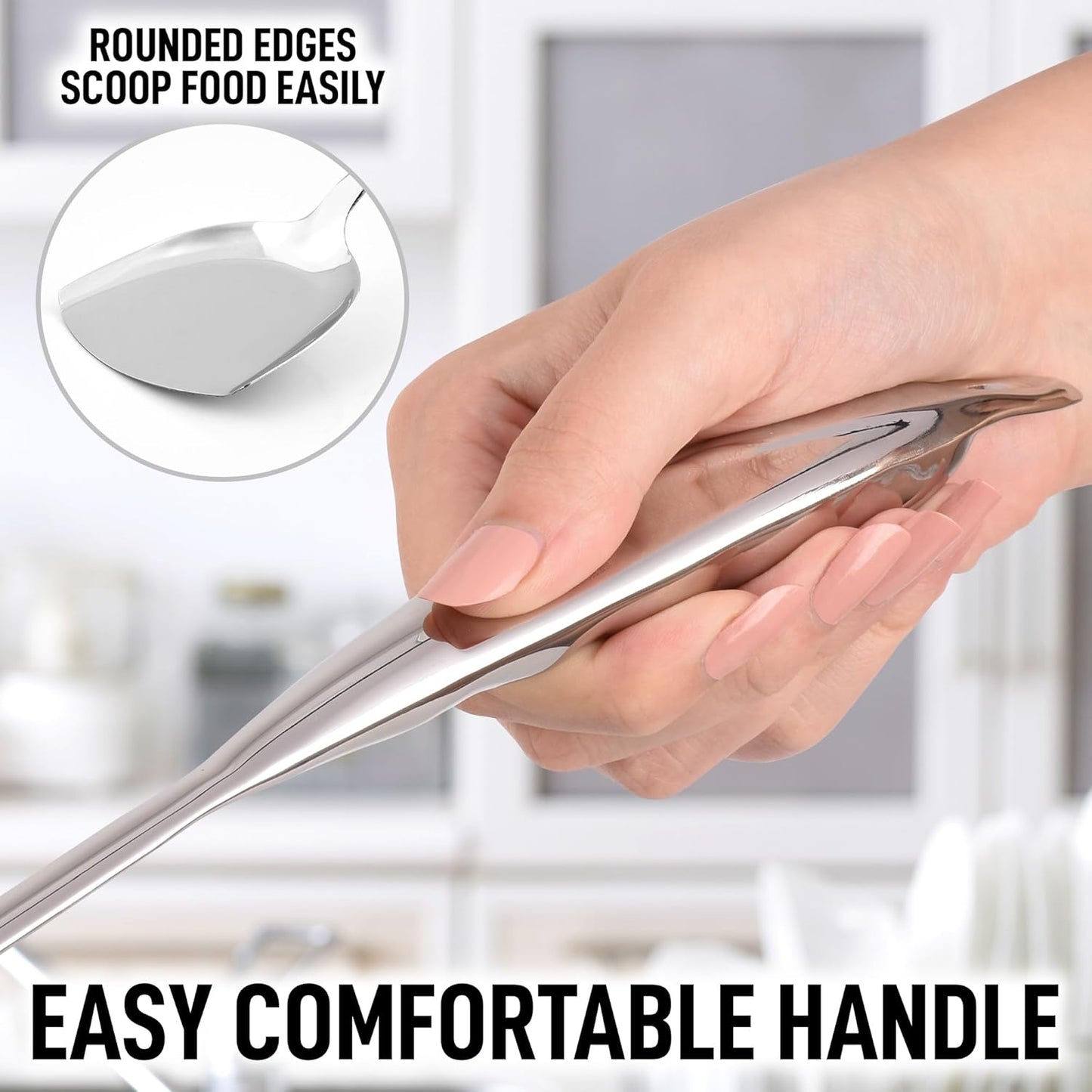 Zulay Kitchen Stainless Steel Metal Wok Spatula - Durable Wok Turner Spatula Shovel - Durable Utensil with Ergonomic, Easy to Use Handle - Easy to Clean, Perfect for at Home Cooks & Chefs - 14.8”