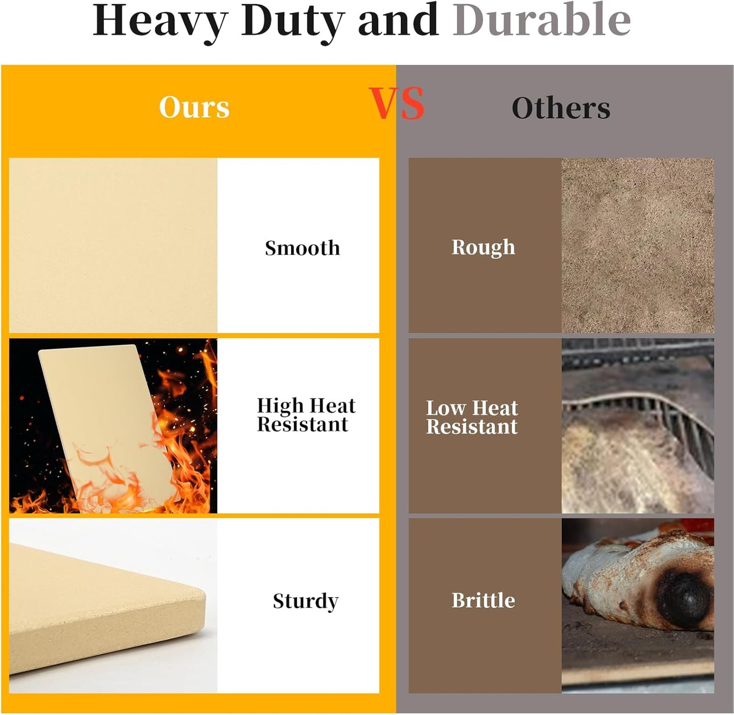 tonchean Extra Large Pizza Stone for Oven and Grill 23.6'' x 15.7'' Rectangular Pizza Stone Heavy Duty Bread Pizza Pan, Ideal for Baking Large or 2 Personal Pizzas