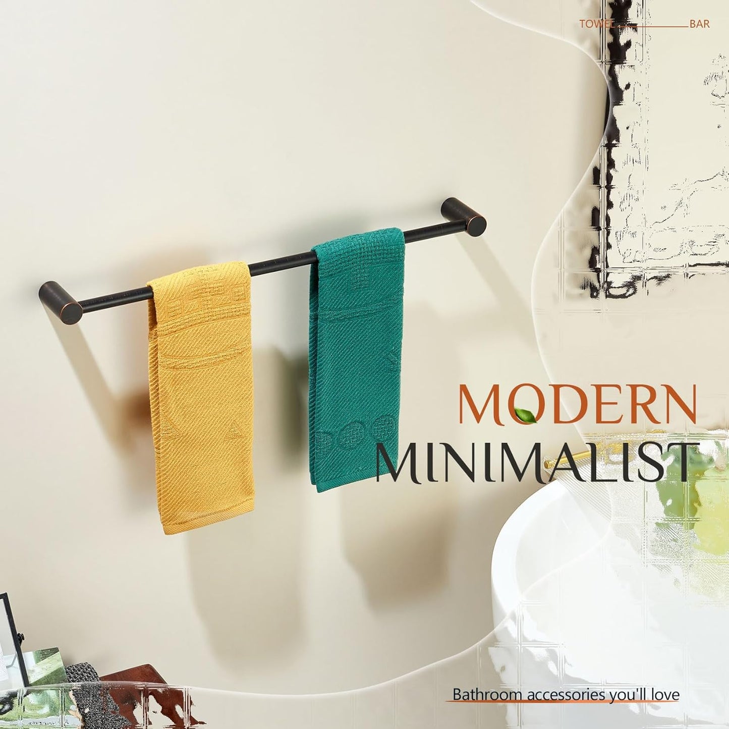 KOKOSIRI Bathroom Towel Rack Wall Mounted 24'' Bath Towel Bar Holder for Bathroom Hardware Accessories Oil Rubbed Bronze Stainless Steel, B4007ORB-L24