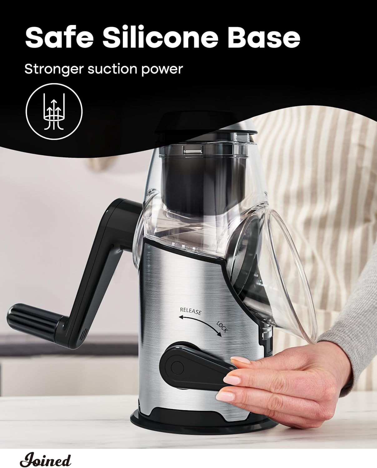 Joined Rotary Cheese Grater with Handle - Mandoline Slicer with 3 Stainless Steel Drum Blades-Vegetable Slicer Walnuts Grinder Cheese Shredder Round Mandoline with Peeler