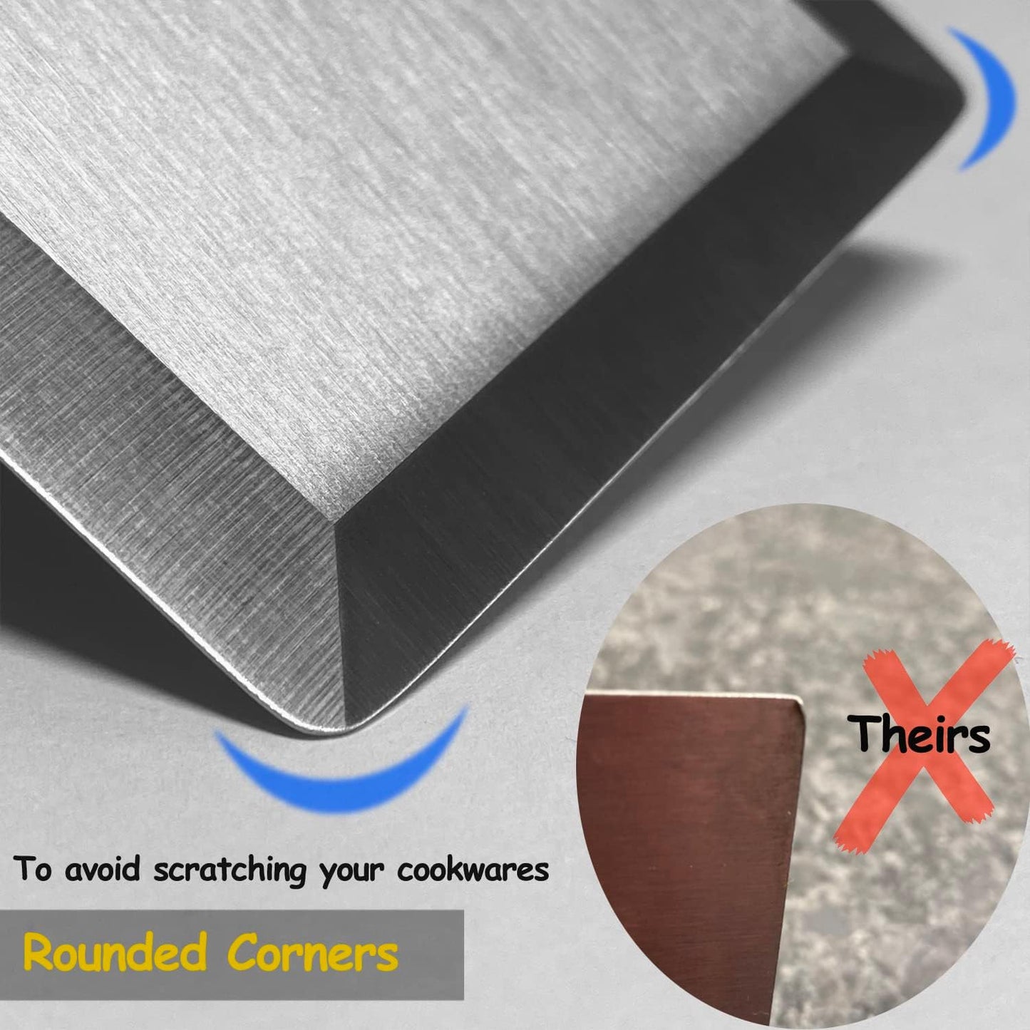 Professional Metal Spatula for Cast Iron Skillets and Flat Top Grills, Full Tang Silicone Handle,Thickened Stainless Steel Blade, Smash Burger Spatula Turner for Flipper, Cooking, BBQ, 5 x 2.75 Inch