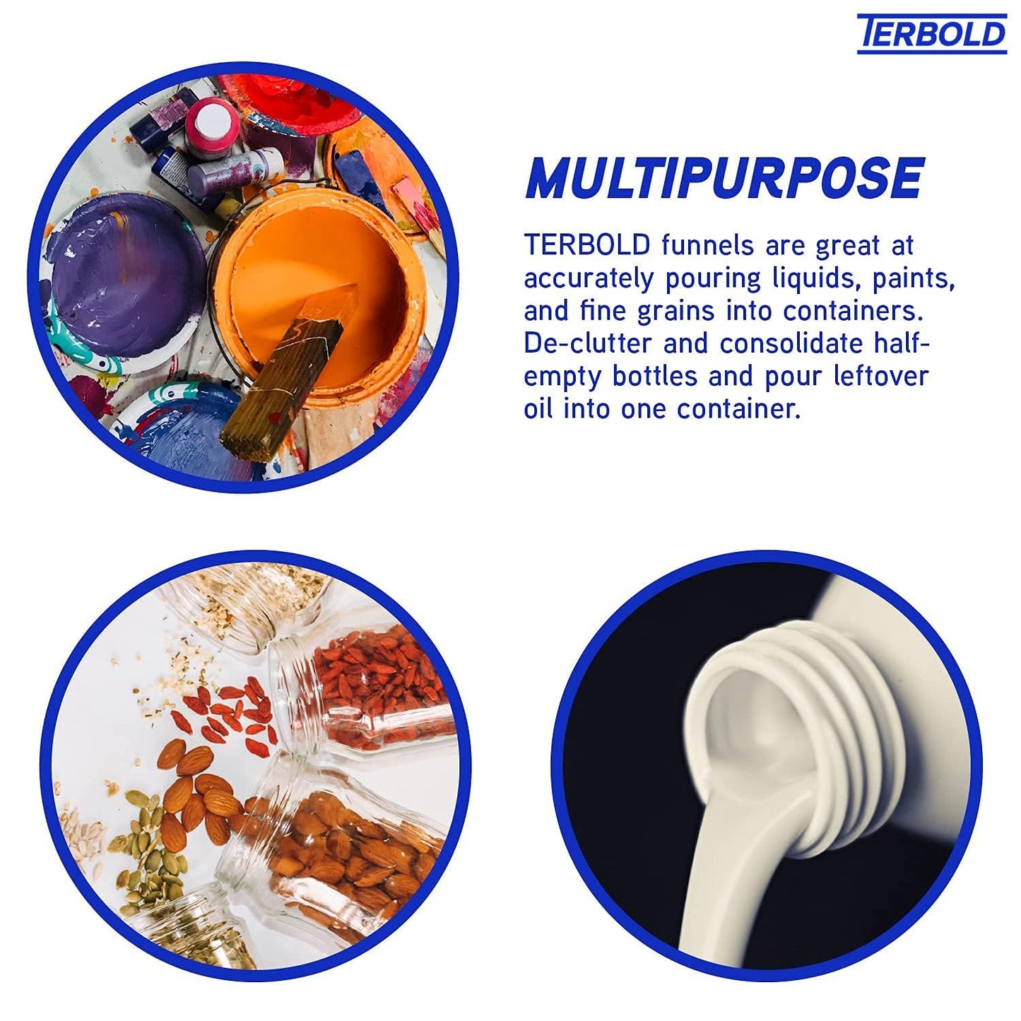 4pc Funnel Nesting Set in BPA Free Plastic for Kitchen Cooking, Car Oil, Home, or Lab Use (Pink)